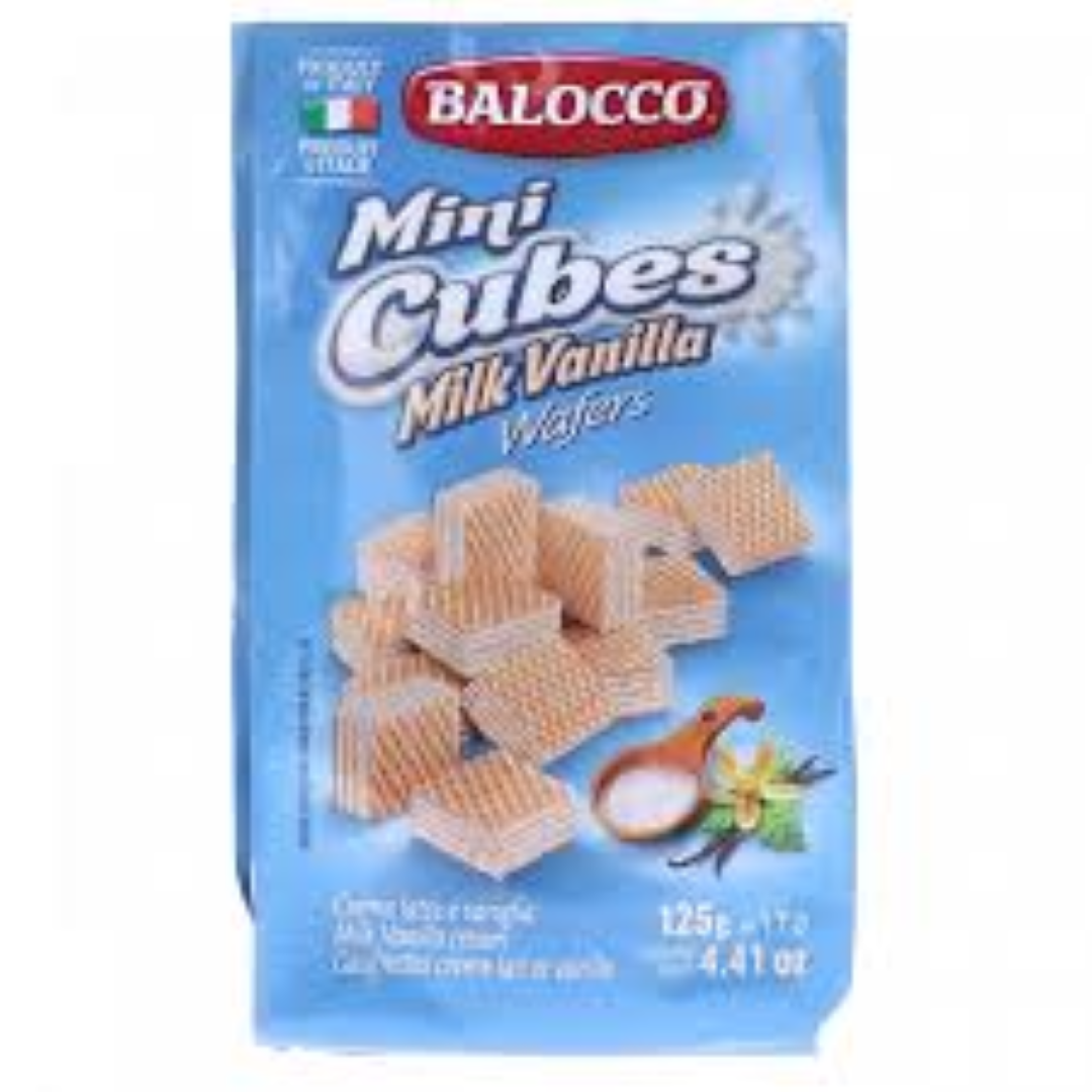 BALOCCO MINI CUBES MILK VANILLA WAFERS 125G